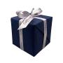 NAVY GIFT WRAP WITH SILVER BRANDED RIBBON